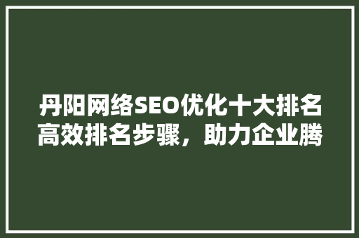 丹阳网络SEO优化十大排名高效排名步骤，助力企业腾飞