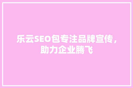 乐云SEO包专注品牌宣传，助力企业腾飞