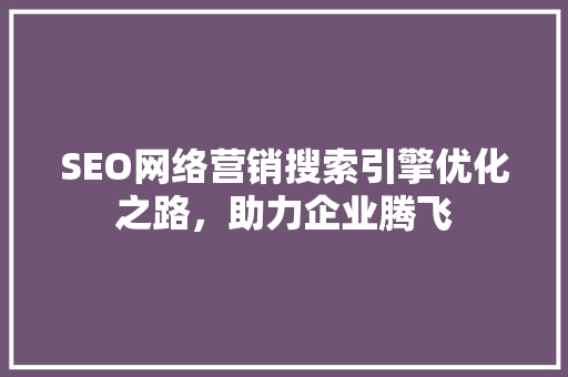 SEO网络营销搜索引擎优化之路，助力企业腾飞