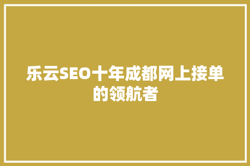 乐云SEO十年成都网上接单的领航者