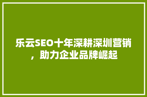 乐云SEO十年深耕深圳营销，助力企业品牌崛起