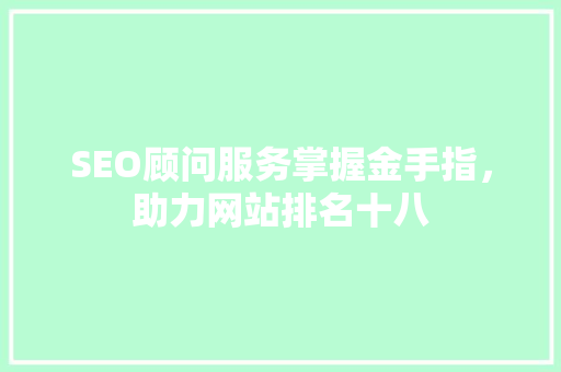 SEO顾问服务掌握金手指，助力网站排名十八