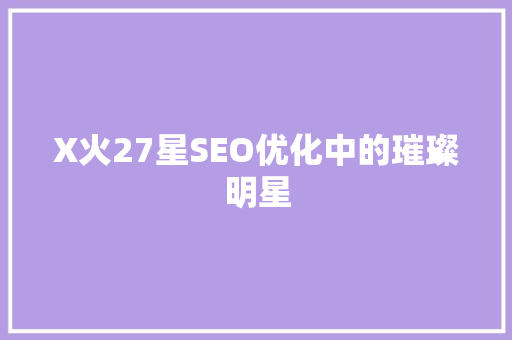 X火27星SEO优化中的璀璨明星