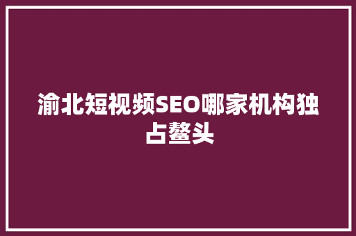 渝北短视频SEO哪家机构独占鳌头