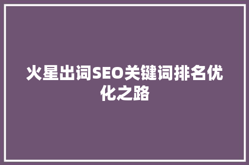 火星出词SEO关键词排名优化之路