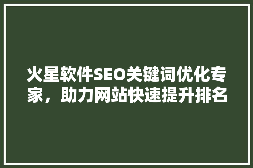 火星软件SEO关键词优化专家，助力网站快速提升排名