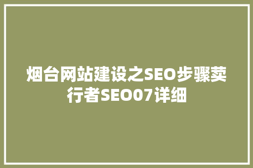 烟台网站建设之SEO步骤荬行者SEO07详细