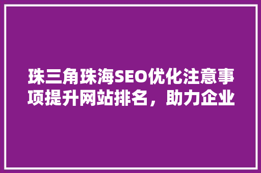 珠三角珠海SEO优化注意事项提升网站排名，助力企业腾飞
