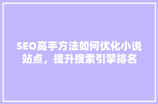 SEO高手方法如何优化小说站点，提升搜索引擎排名