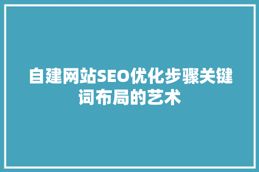自建网站SEO优化步骤关键词布局的艺术