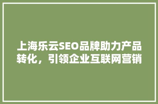 上海乐云SEO品牌助力产品转化，引领企业互联网营销新潮流