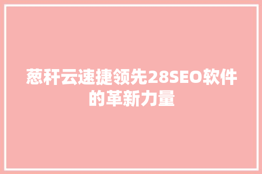 葱秆云速捷领先28SEO软件的革新力量