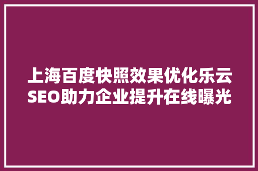 上海百度快照效果优化乐云SEO助力企业提升在线曝光率