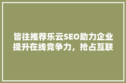 皆往推荐乐云SEO助力企业提升在线竞争力，抢占互联网风口