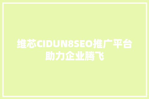 维芯CIDUN8SEO推广平台助力企业腾飞