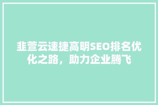 韭萱云速捷高明SEO排名优化之路，助力企业腾飞