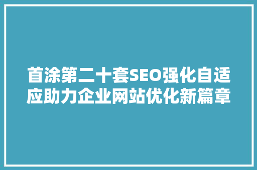 首涂第二十套SEO强化自适应助力企业网站优化新篇章