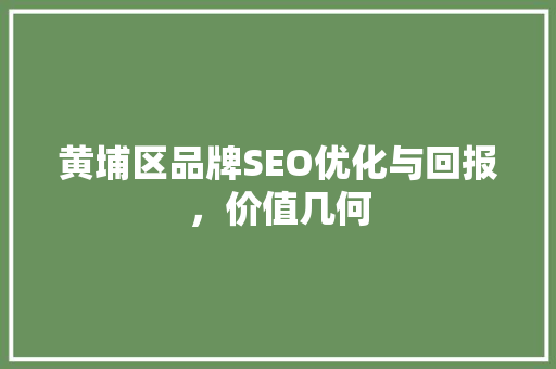 黄埔区品牌SEO优化与回报，价值几何