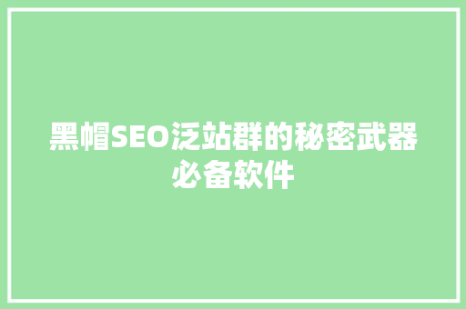 黑帽SEO泛站群的秘密武器必备软件