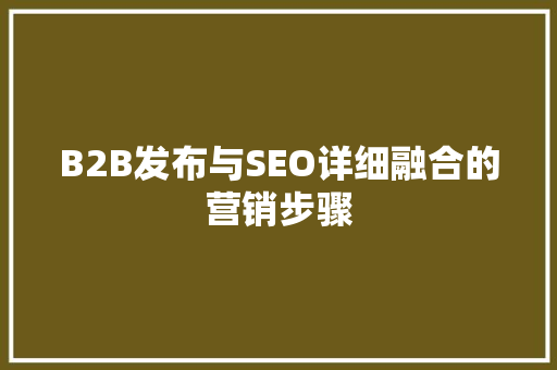 B2B发布与SEO详细融合的营销步骤