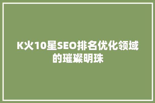 K火10星SEO排名优化领域的璀璨明珠