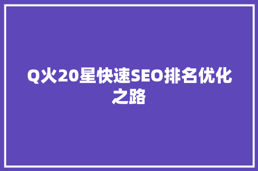 Q火20星快速SEO排名优化之路