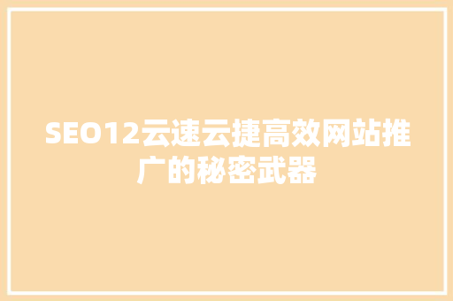 SEO12云速云捷高效网站推广的秘密武器
