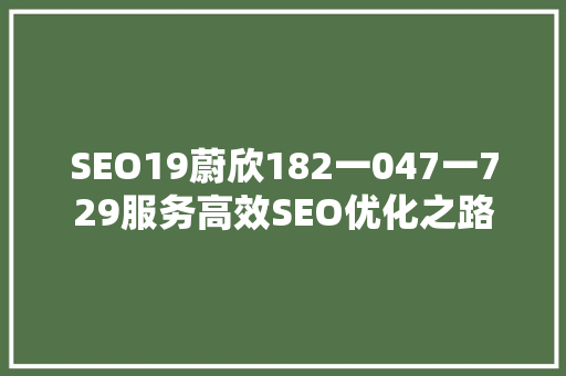 SEO19蔚欣182一047一729服务高效SEO优化之路