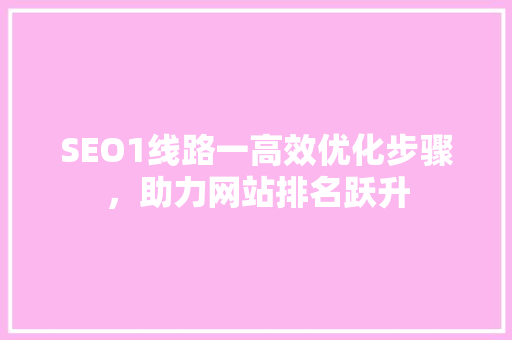 SEO1线路一高效优化步骤，助力网站排名跃升