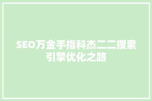 SEO万金手指科杰二二搜索引擎优化之路