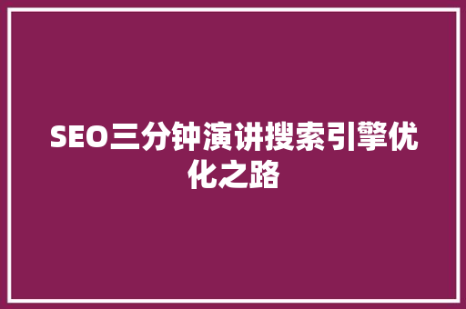 SEO三分钟演讲搜索引擎优化之路