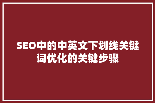 SEO中的中英文下划线关键词优化的关键步骤