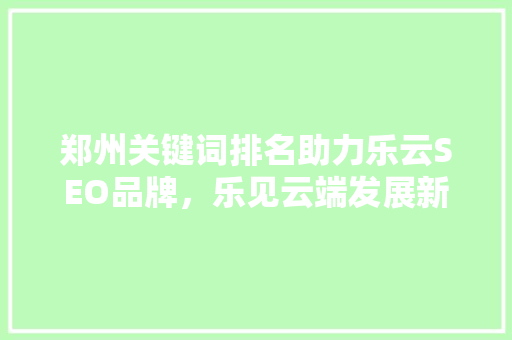 郑州关键词排名助力乐云SEO品牌，乐见云端发展新篇章