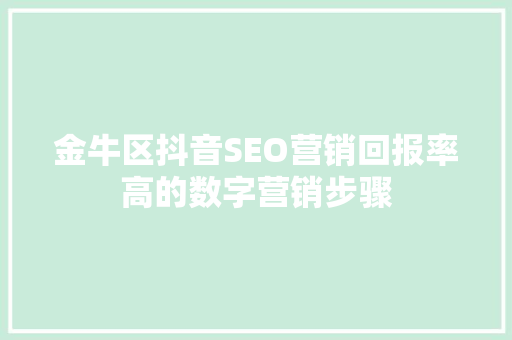 金牛区抖音SEO营销回报率高的数字营销步骤