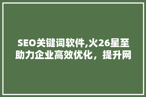 SEO关键词软件,火26星至助力企业高效优化，提升网站排名