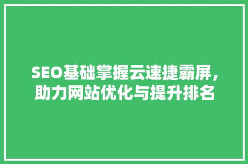 SEO基础掌握云速捷霸屏，助力网站优化与提升排名