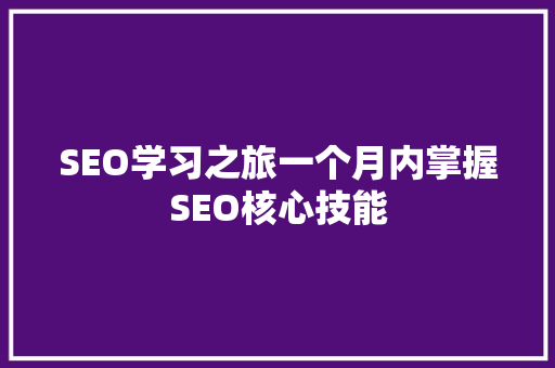 SEO学习之旅一个月内掌握SEO核心技能