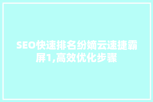 SEO快速排名纷嫡云速捷霸屏1,高效优化步骤