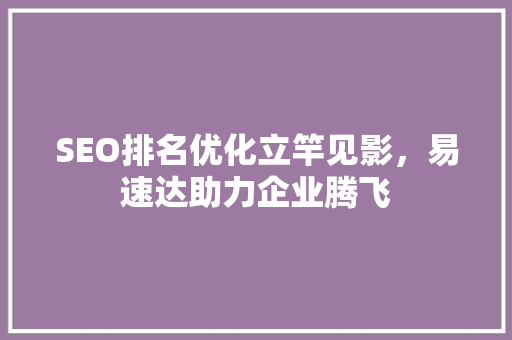 SEO排名优化立竿见影，易速达助力企业腾飞