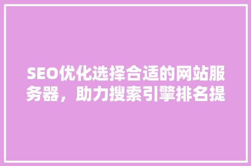 SEO优化选择合适的网站服务器，助力搜索引擎排名提升