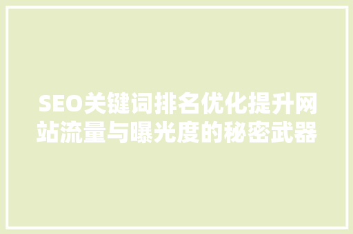 SEO关键词排名优化提升网站流量与曝光度的秘密武器
