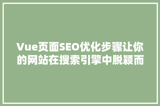 Vue页面SEO优化步骤让你的网站在搜索引擎中脱颖而出
