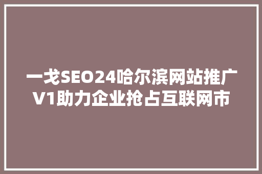 一戈SEO24哈尔滨网站推广V1助力企业抢占互联网市场制高点