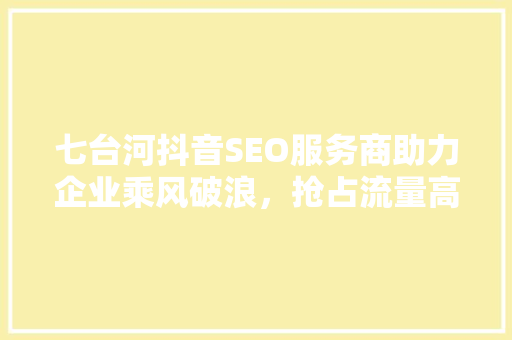 七台河抖音SEO服务商助力企业乘风破浪，抢占流量高地