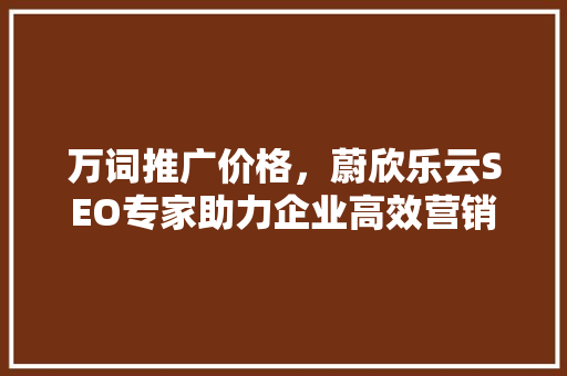 万词推广价格，蔚欣乐云SEO专家助力企业高效营销