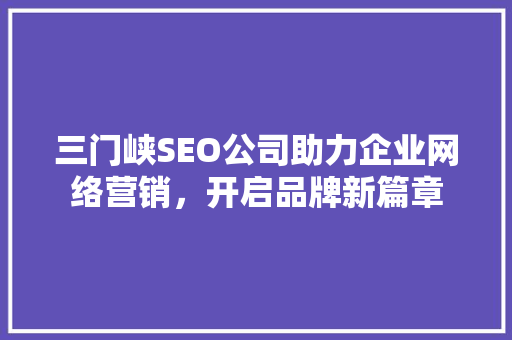 三门峡SEO公司助力企业网络营销，开启品牌新篇章