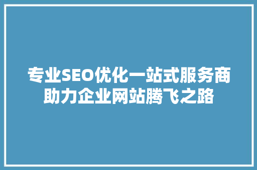 专业SEO优化一站式服务商助力企业网站腾飞之路