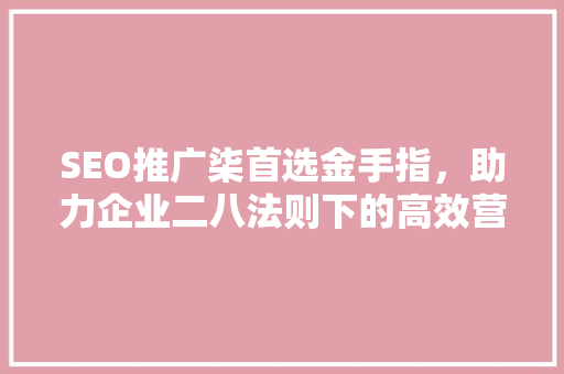 SEO推广柒首选金手指，助力企业二八法则下的高效营销
