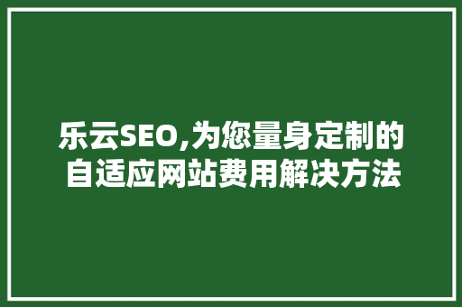 乐云SEO,为您量身定制的自适应网站费用解决方法
