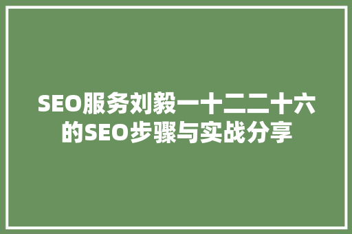 SEO服务刘毅一十二二十六的SEO步骤与实战分享
